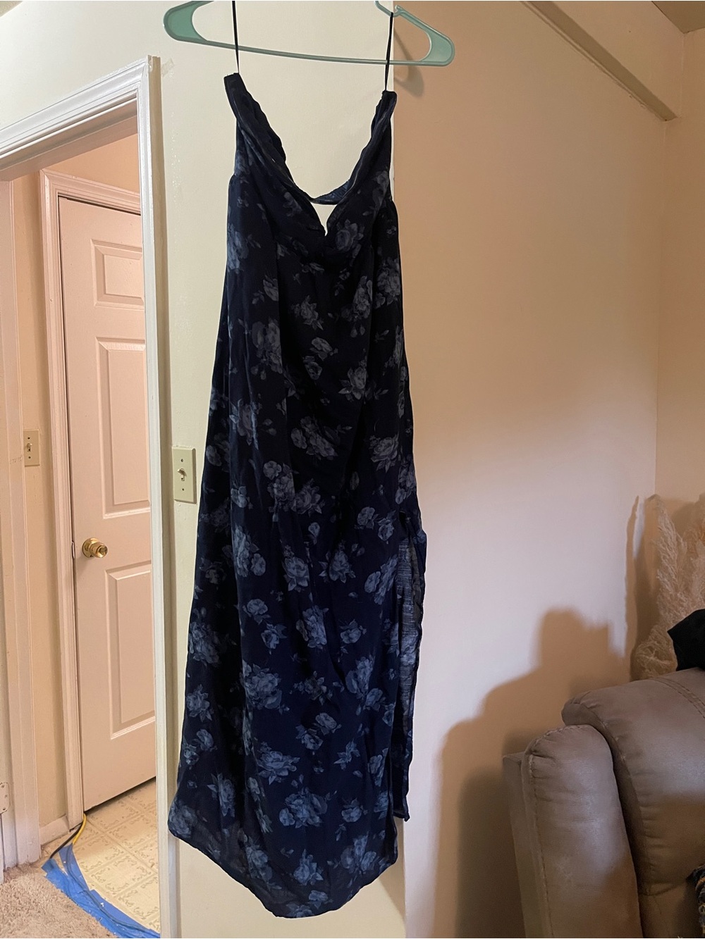 Hollister Navy Blue Floral Maxi Dress
